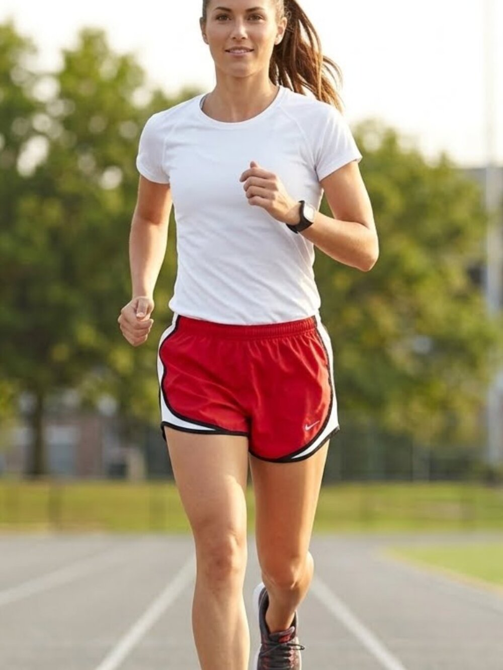 Nike Dri Fit Running Shorts Women's Elastic Waist 3.5" inseam Red & White sz S